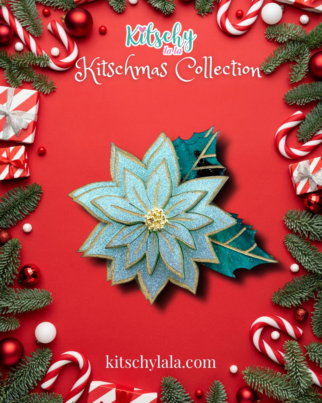 LIMITED PRE ORDER Frosted Poinsettia Brooch