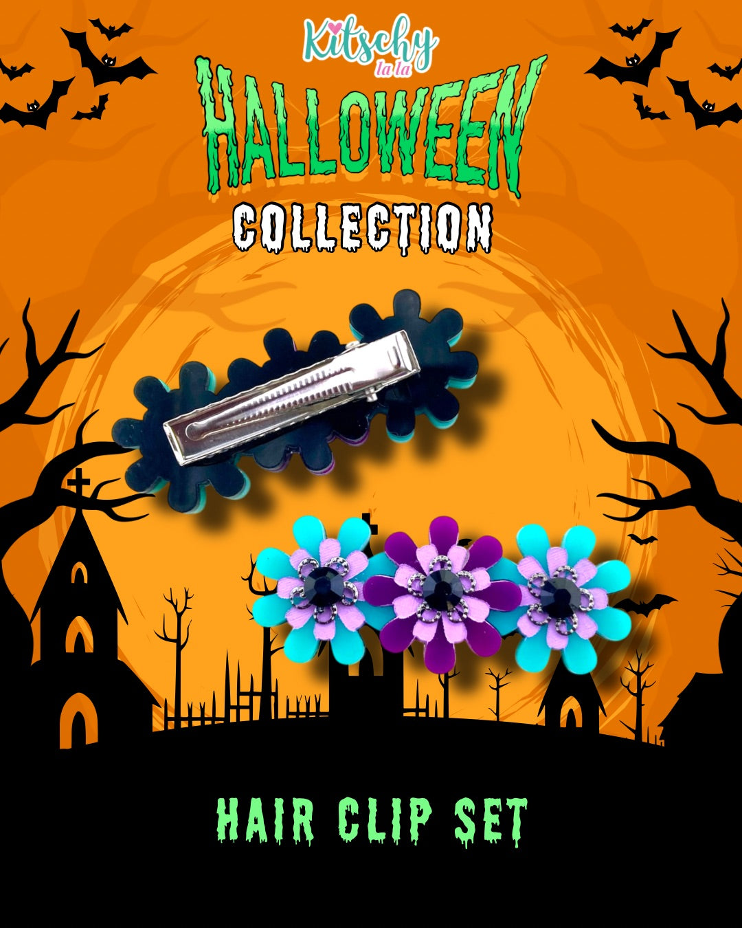 Small Halloween Hair Clip Set