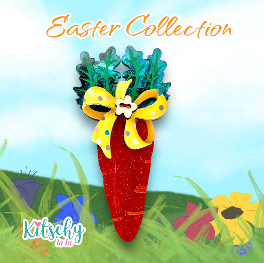 Cute As A Button Easter Carrot Brooch
