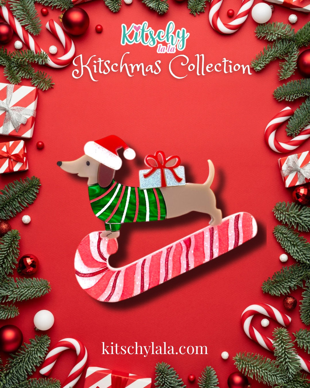 Dachshunding through the Snow Brooch