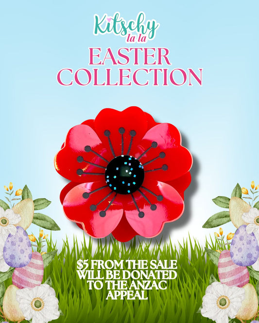 PRE ORDER Red Poppy Brooch and Earring Charms Set