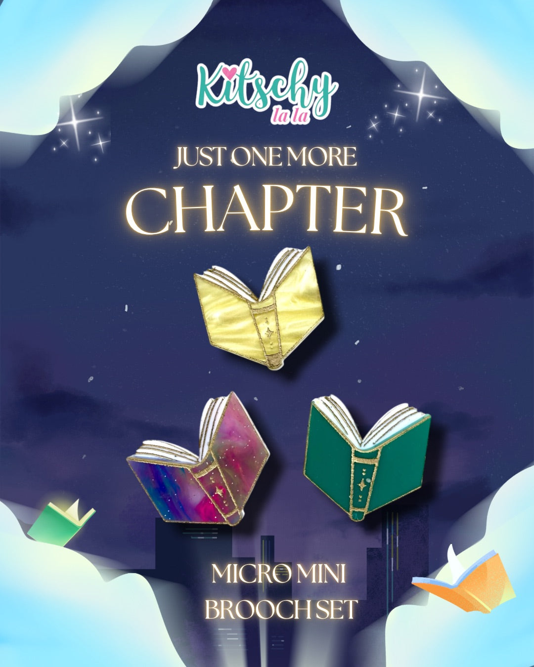 PRE ORDER Micro Mini Book Brooch Set