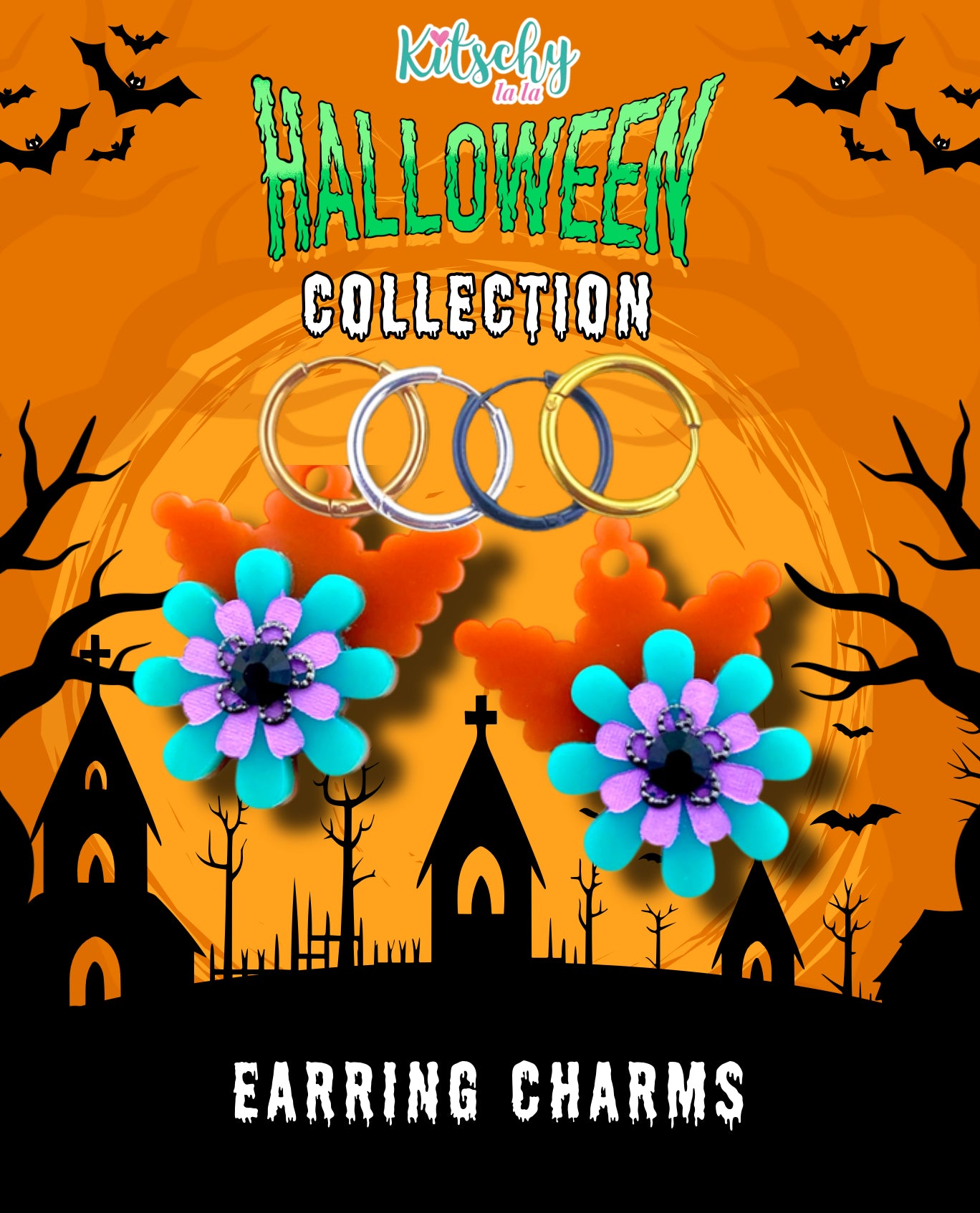 Halloween Floral Earring Charms