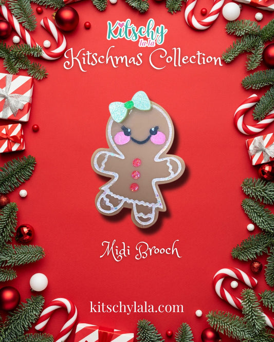 PRE ORDER Gingerbread Girl & Boy Midi Brooches