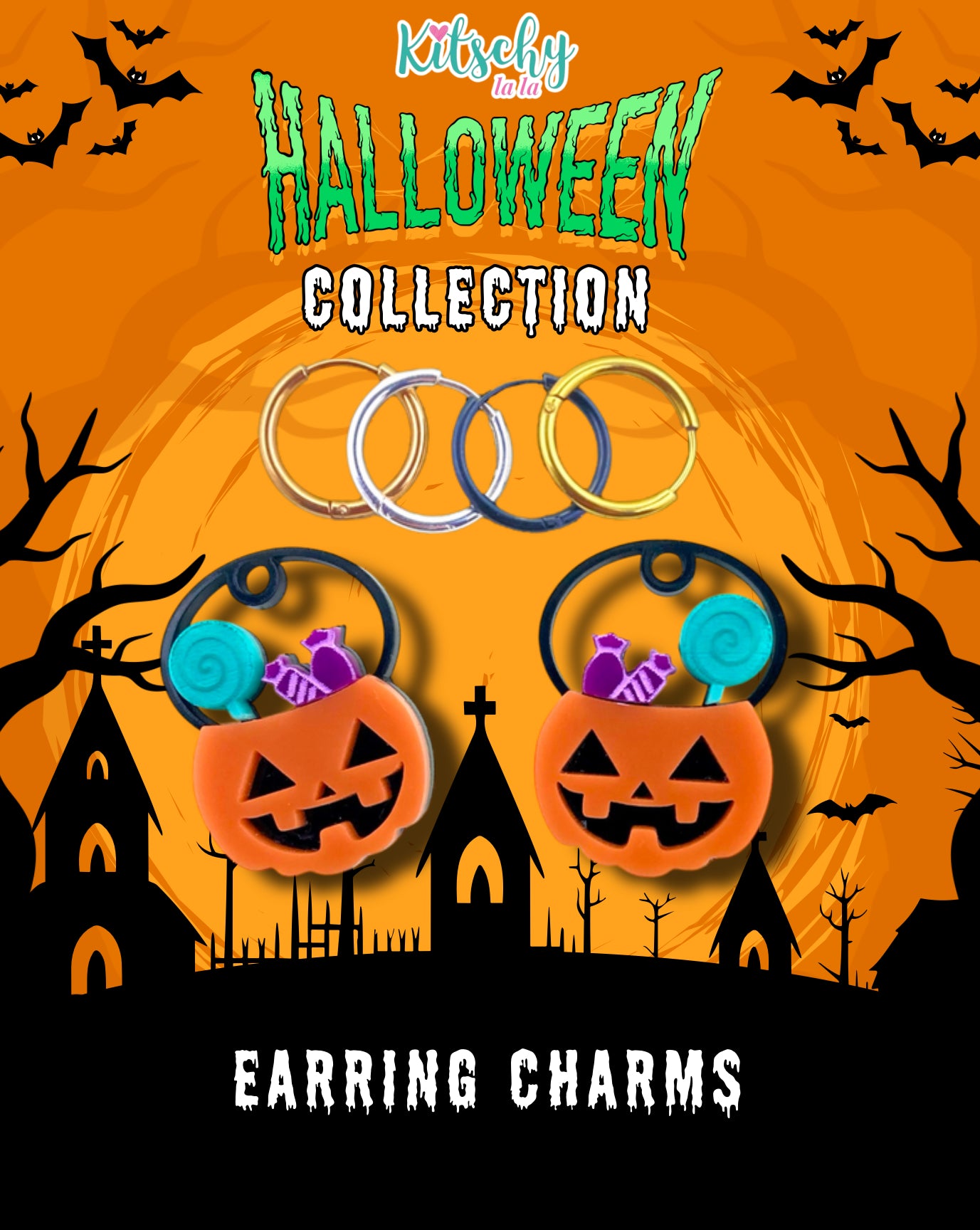 Pumpkin Basket Earring Charms