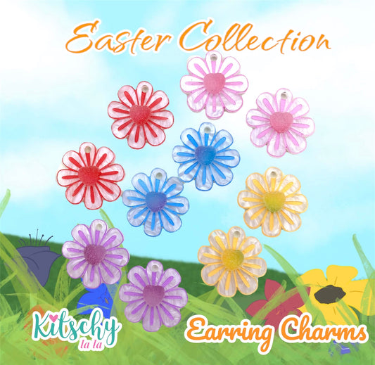 Candy Heart, Easter Daisy Earring Charms