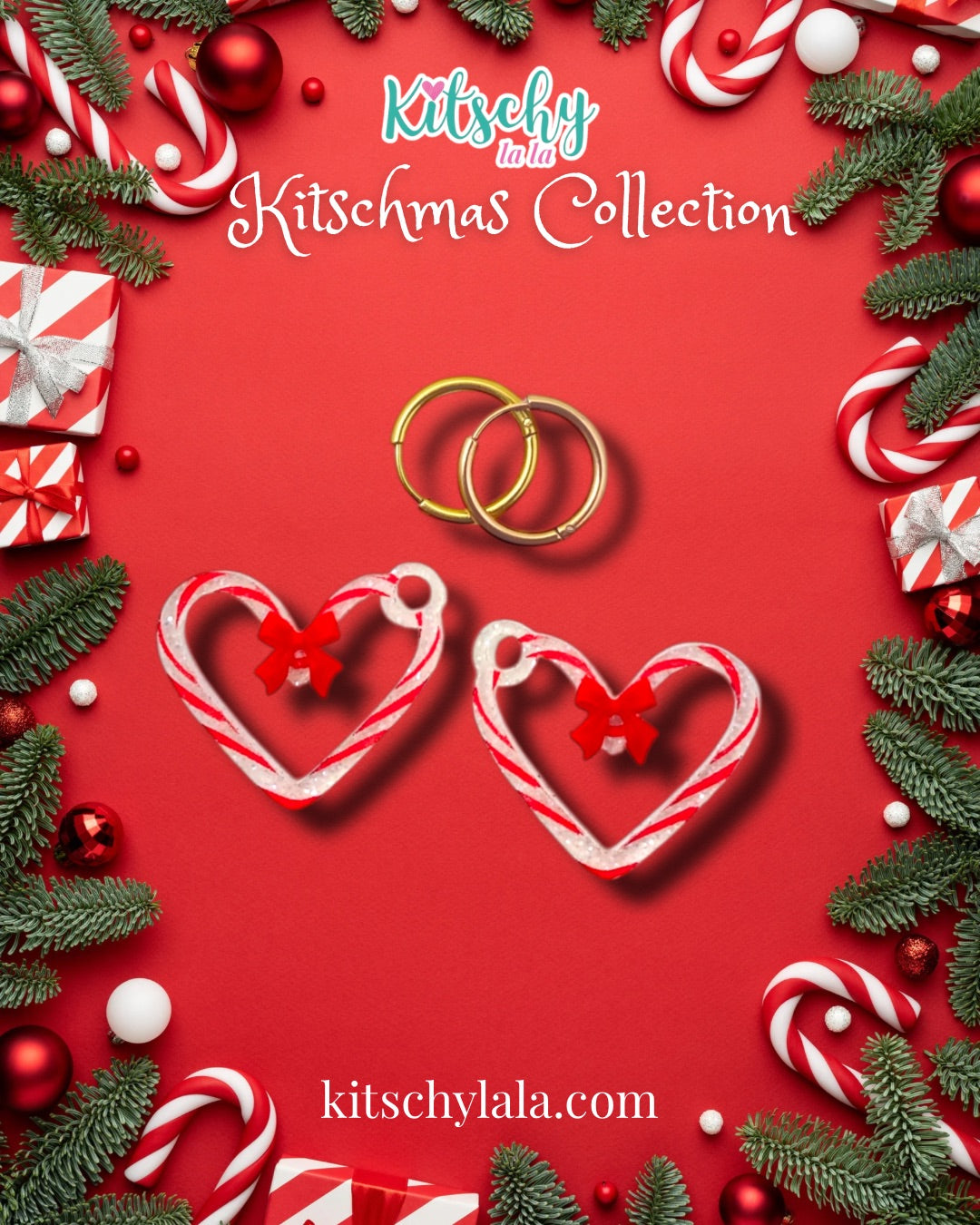 PRE ORDER Candy Cane Heart Earring Charms