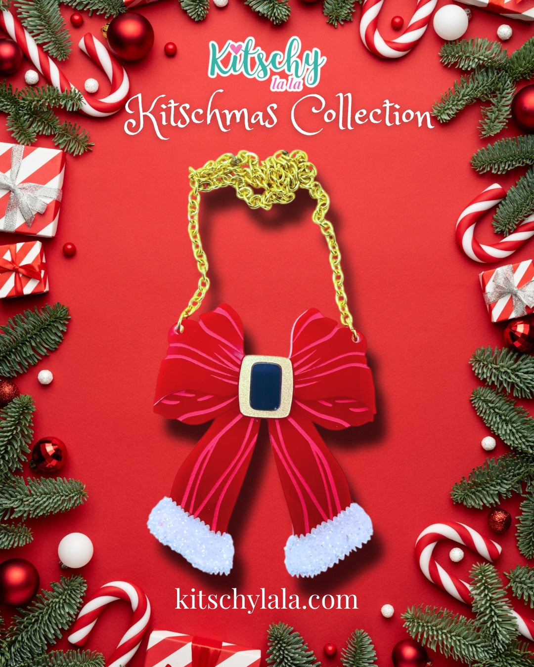 PRE ORDER Santa Bow Necklace