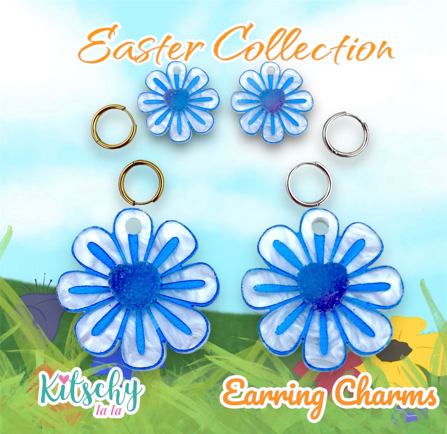 Candy Heart, Easter Daisy Earring Charms