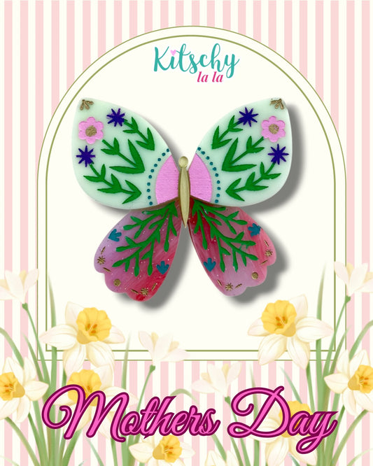 PRE ORDER Folk Art Butterfly Brooch Large