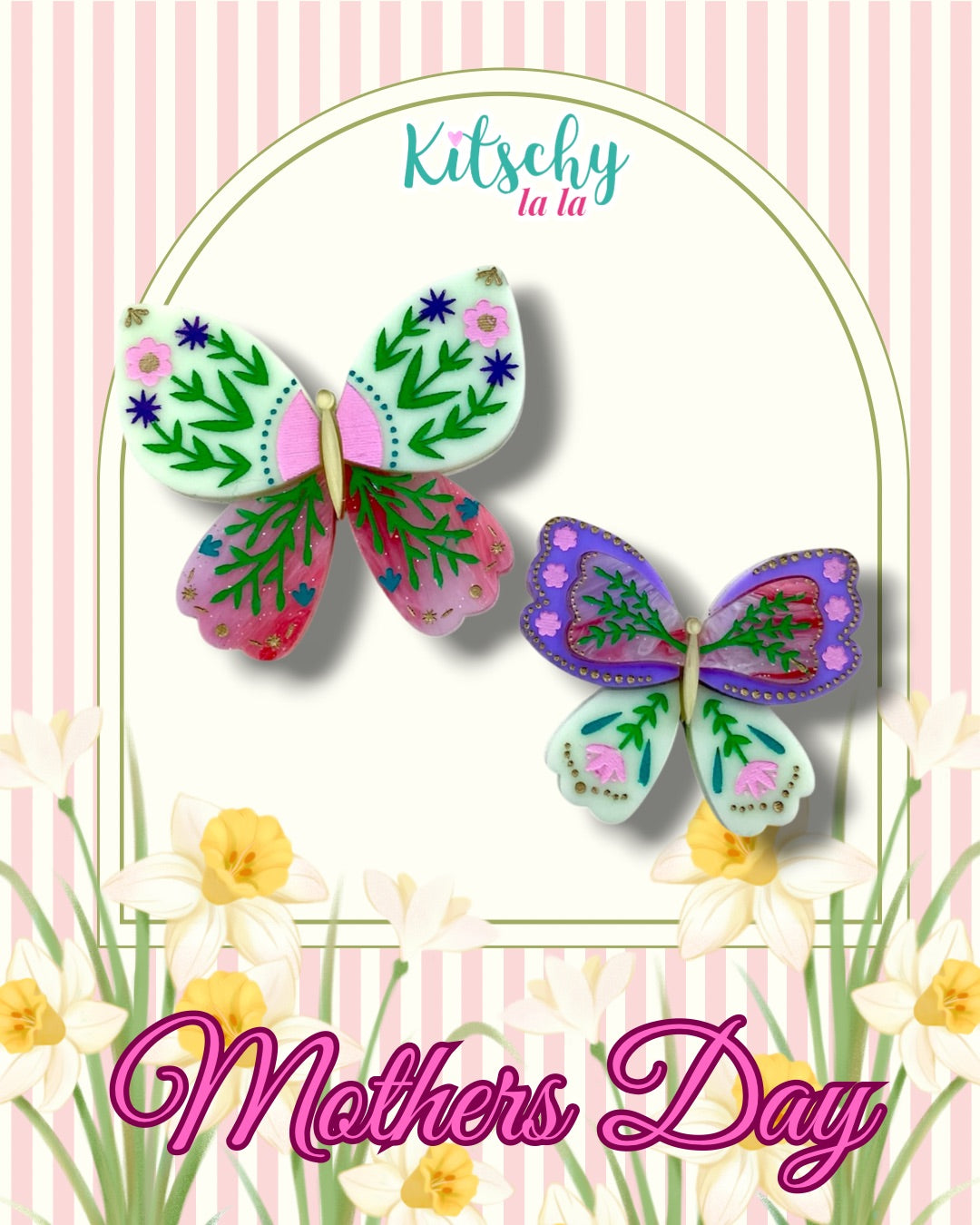 PRE ORDER Folk Art Butterfly Midi Brooch