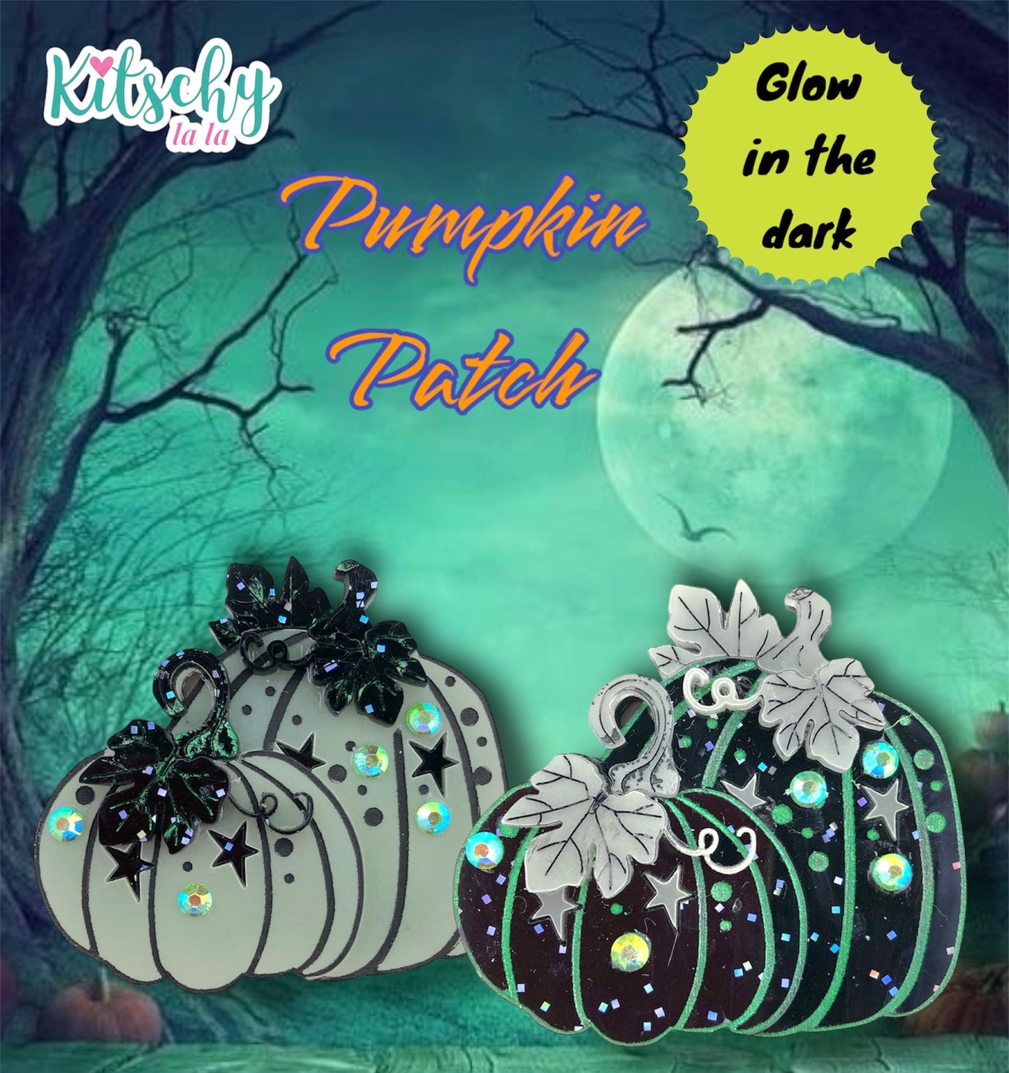 PRGlow in the Dark Double Pumpkin Brooch