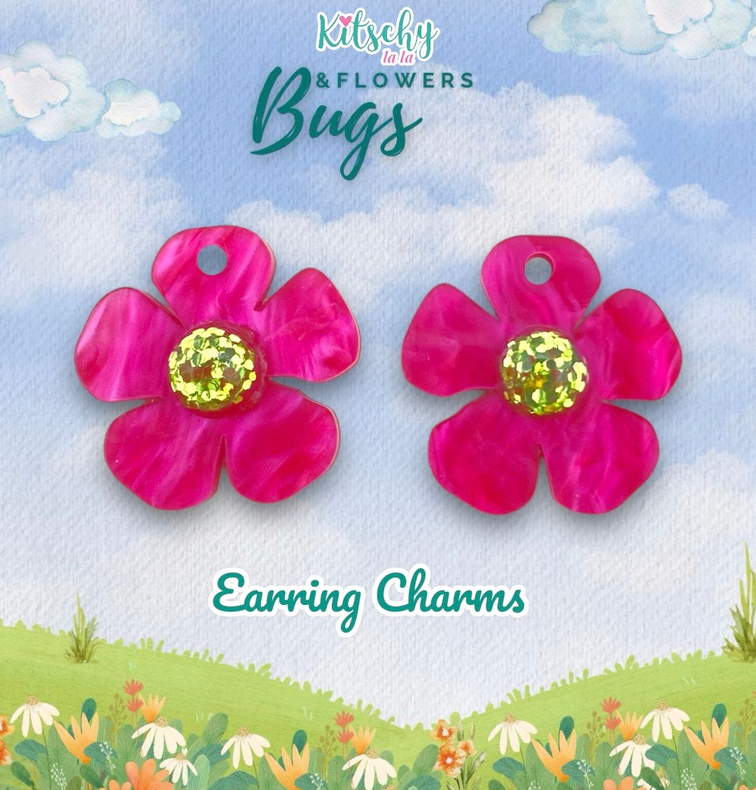 Pink Blossom Earring Charms