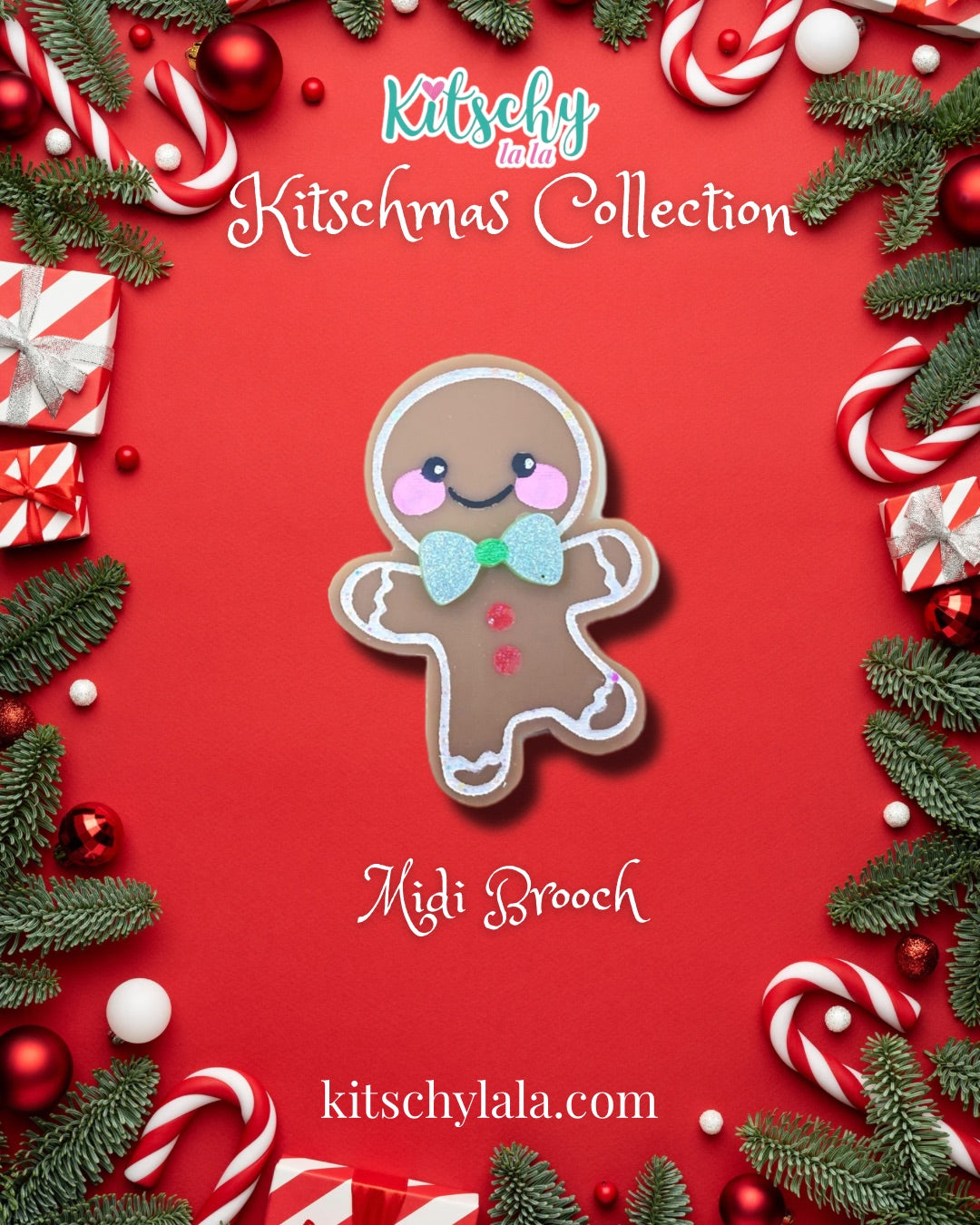 PRE ORDER Gingerbread Girl & Boy Midi Brooches