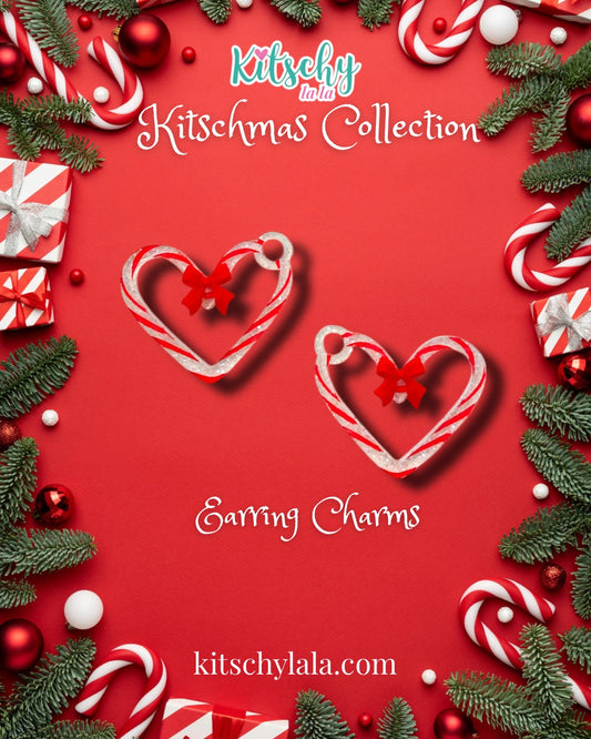 PRE ORDER Candy Cane Heart Earring Charms
