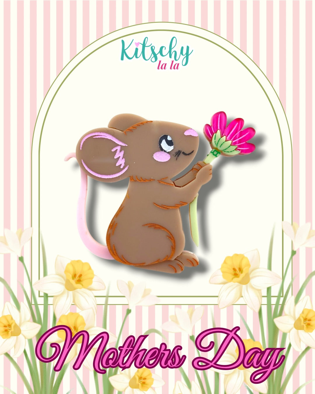 PRE ORDER Flower Mouse Brooch