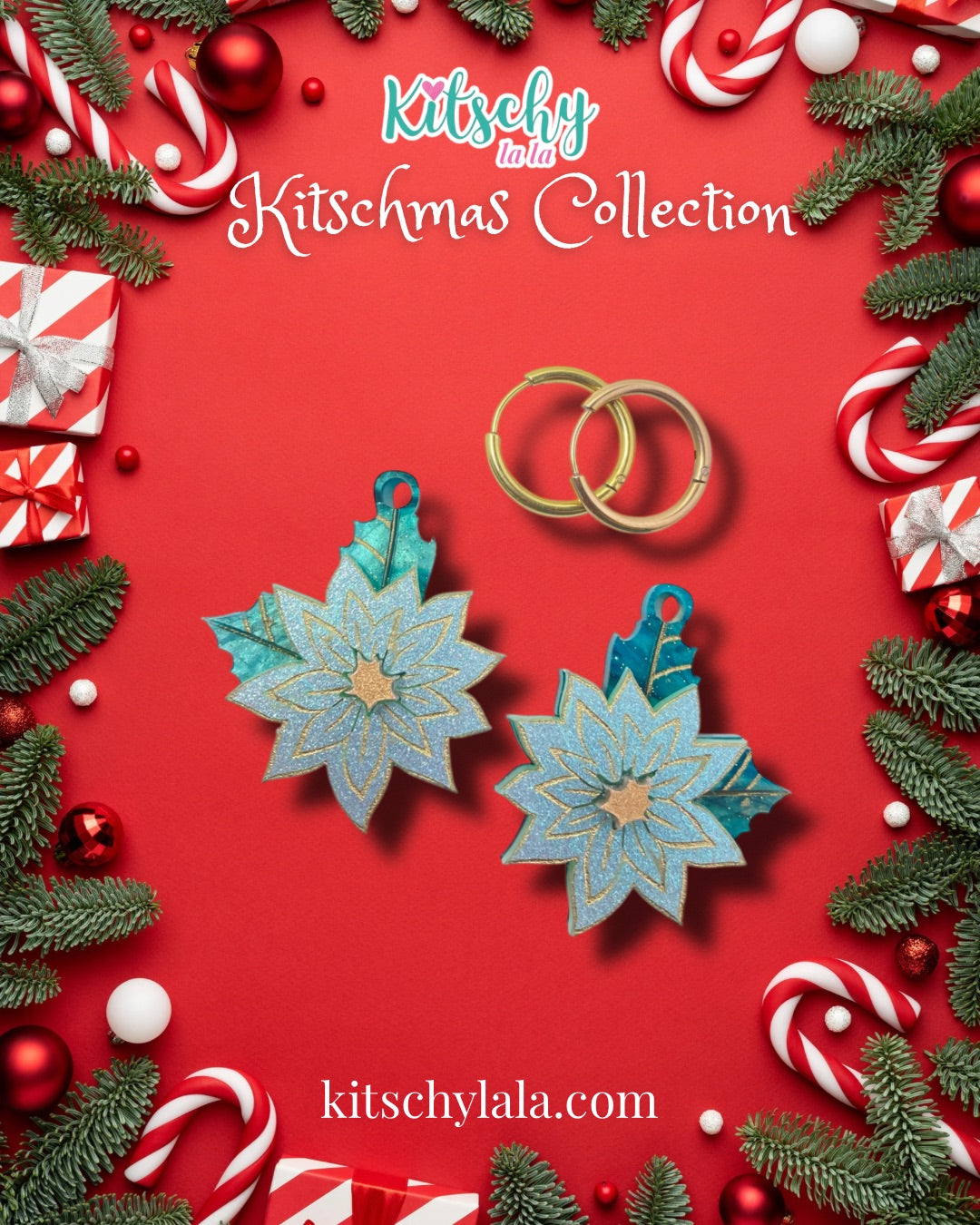PRE ORDER Frosted Poinsettia Earring Charms