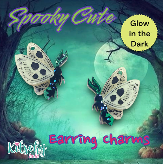 Glow in the Dark Moth Earring Charms