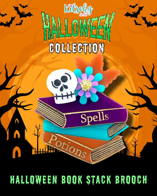 Halloween Book Stack Brooch