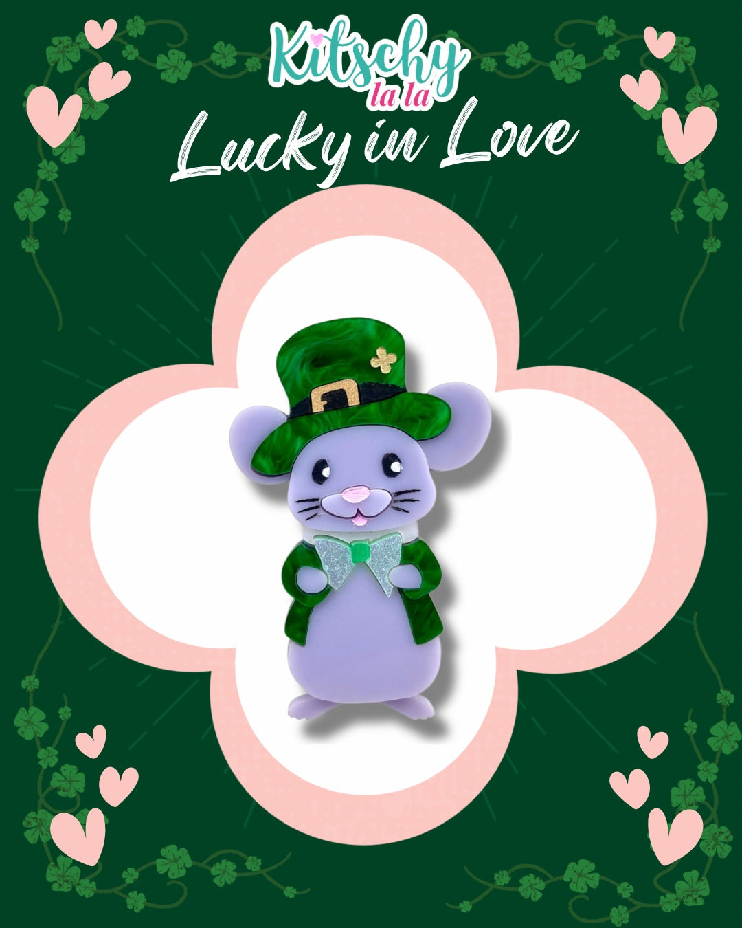 St Patricks DayMouse Brooch