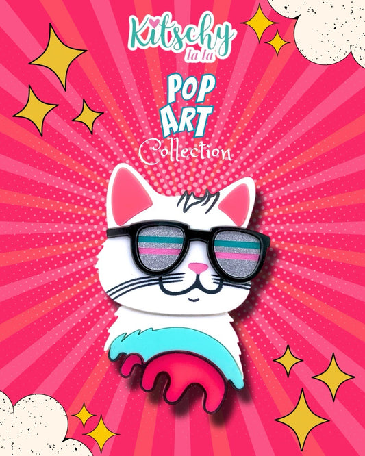 PRE ORDER Pop Art Cat Brooch