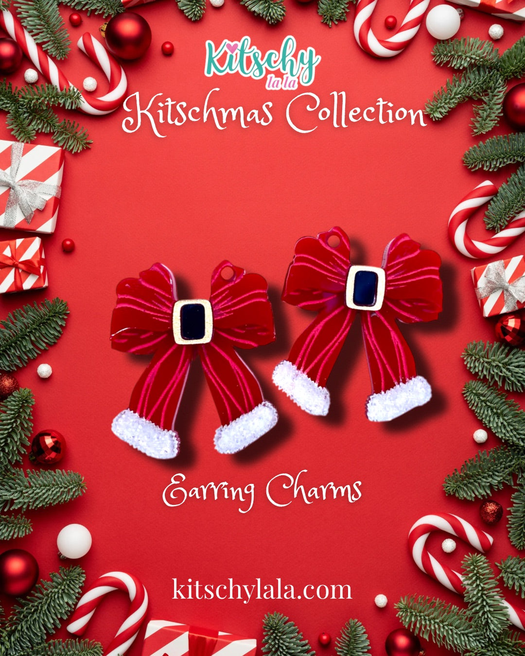 PRE ORDER Santa Bow Earring Charms