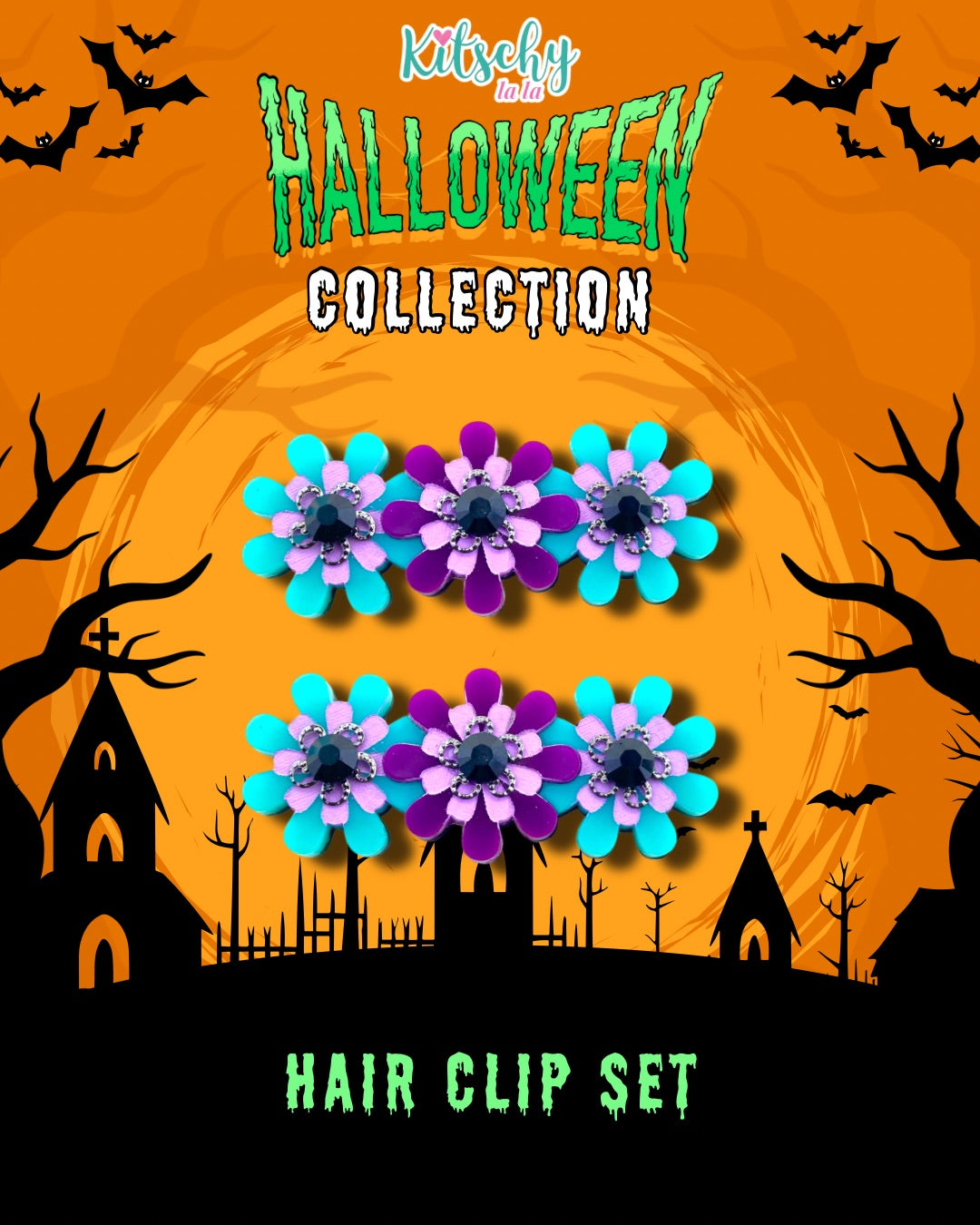 Small Halloween Hair Clip Set
