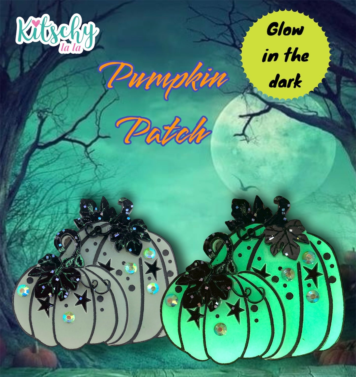 PRGlow in the Dark Double Pumpkin Brooch