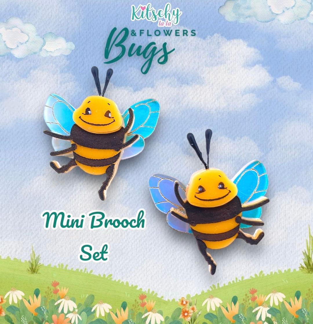 Mini Bee Brooch Set