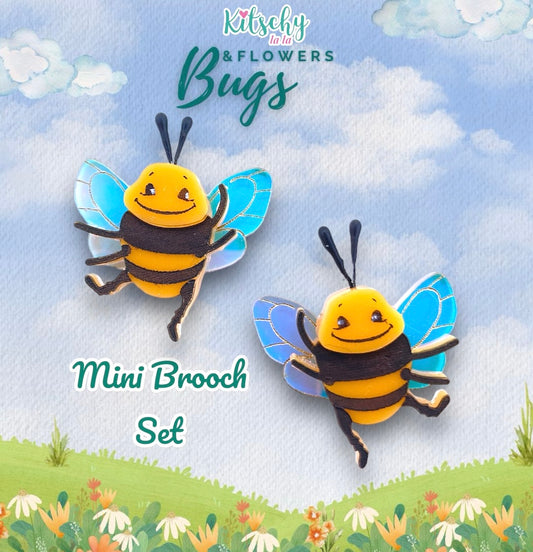 Mini Bee Brooch Set