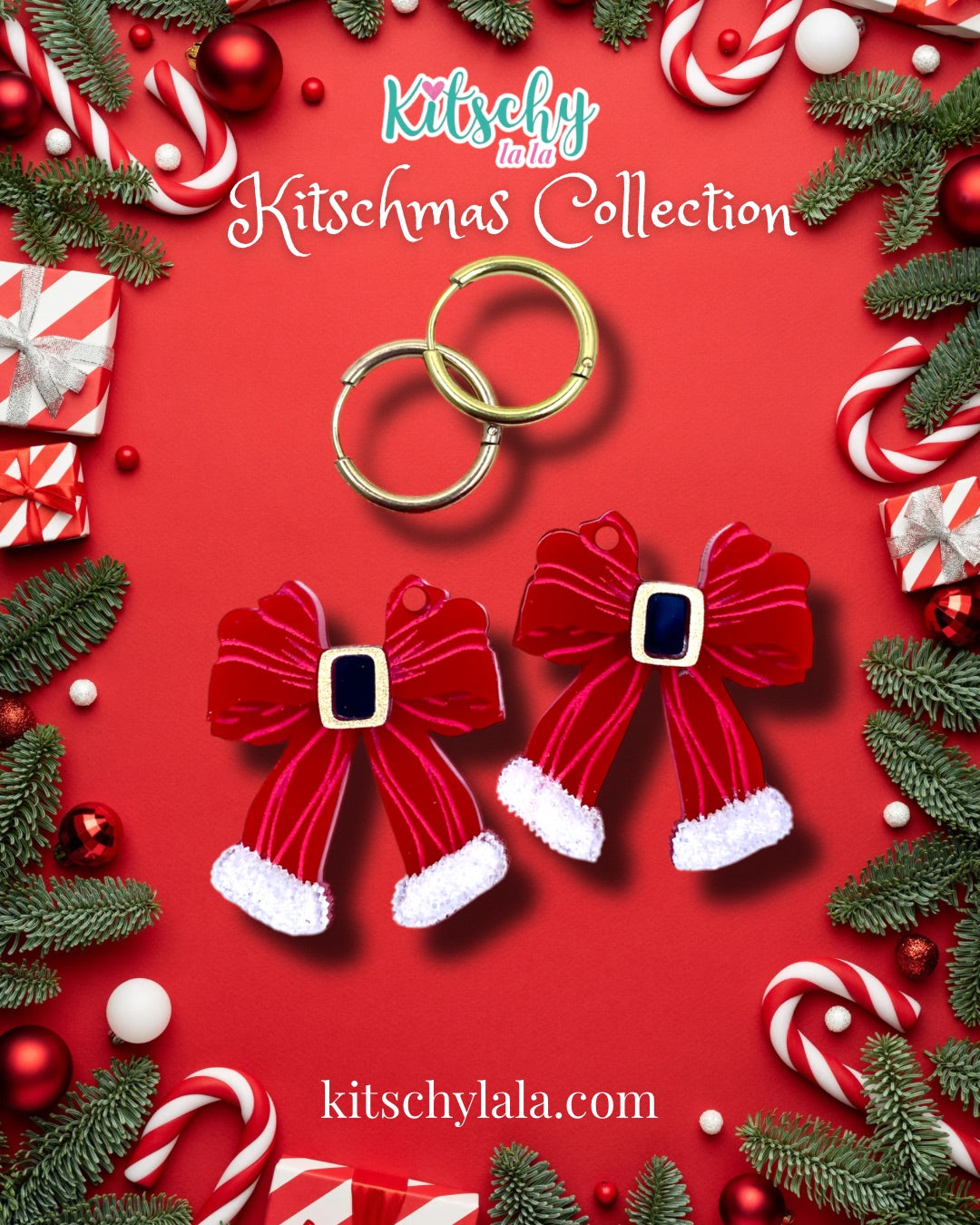PRE ORDER Santa Bow Earring Charms