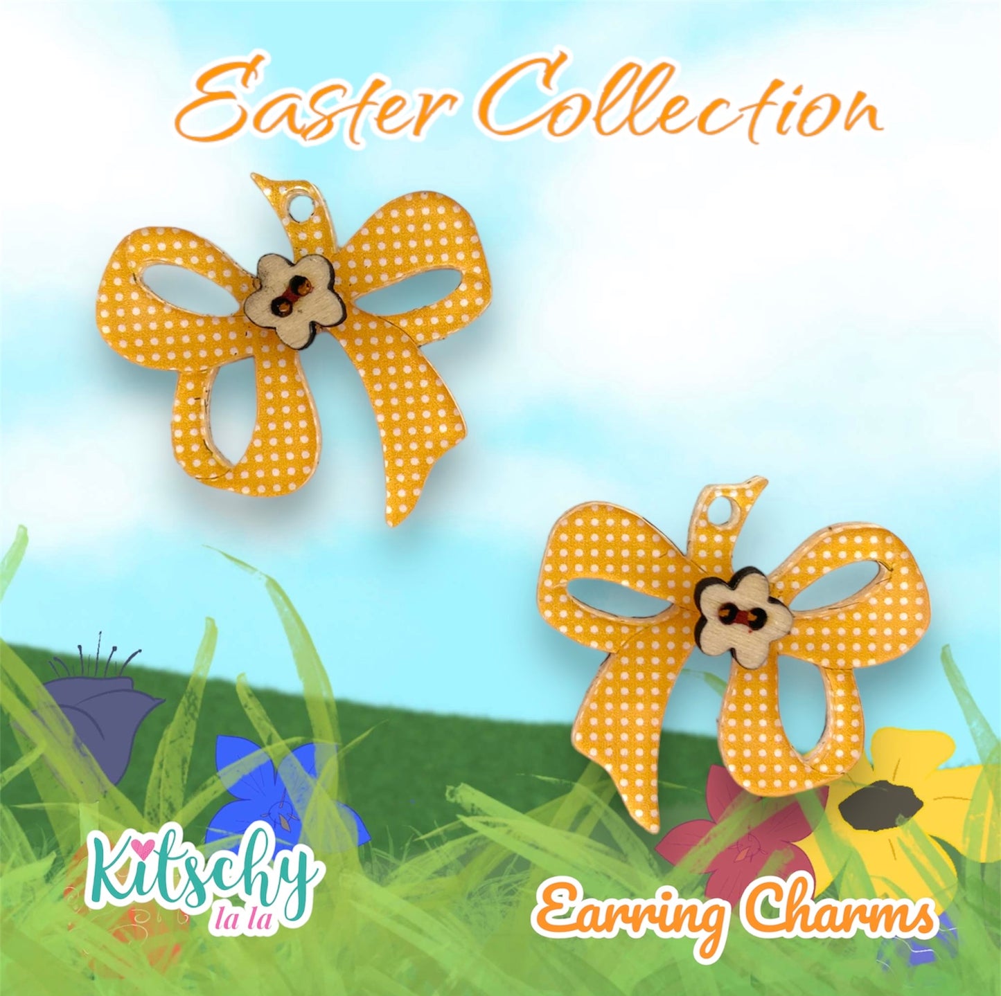 Cute As A Button Bow Earring Charms