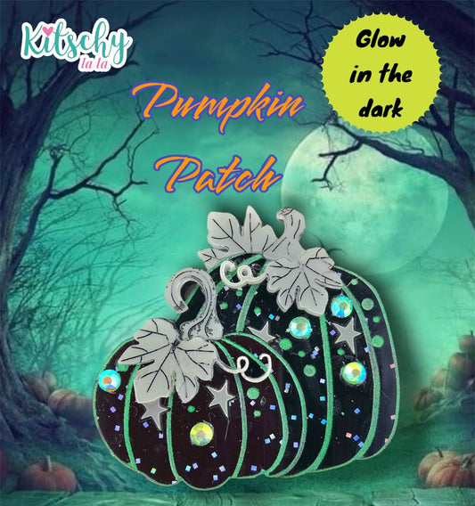 Black Glitter Double Pumpkin Brooch