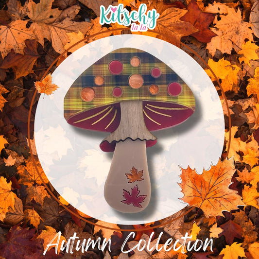 Tartan Toadstool Brooch